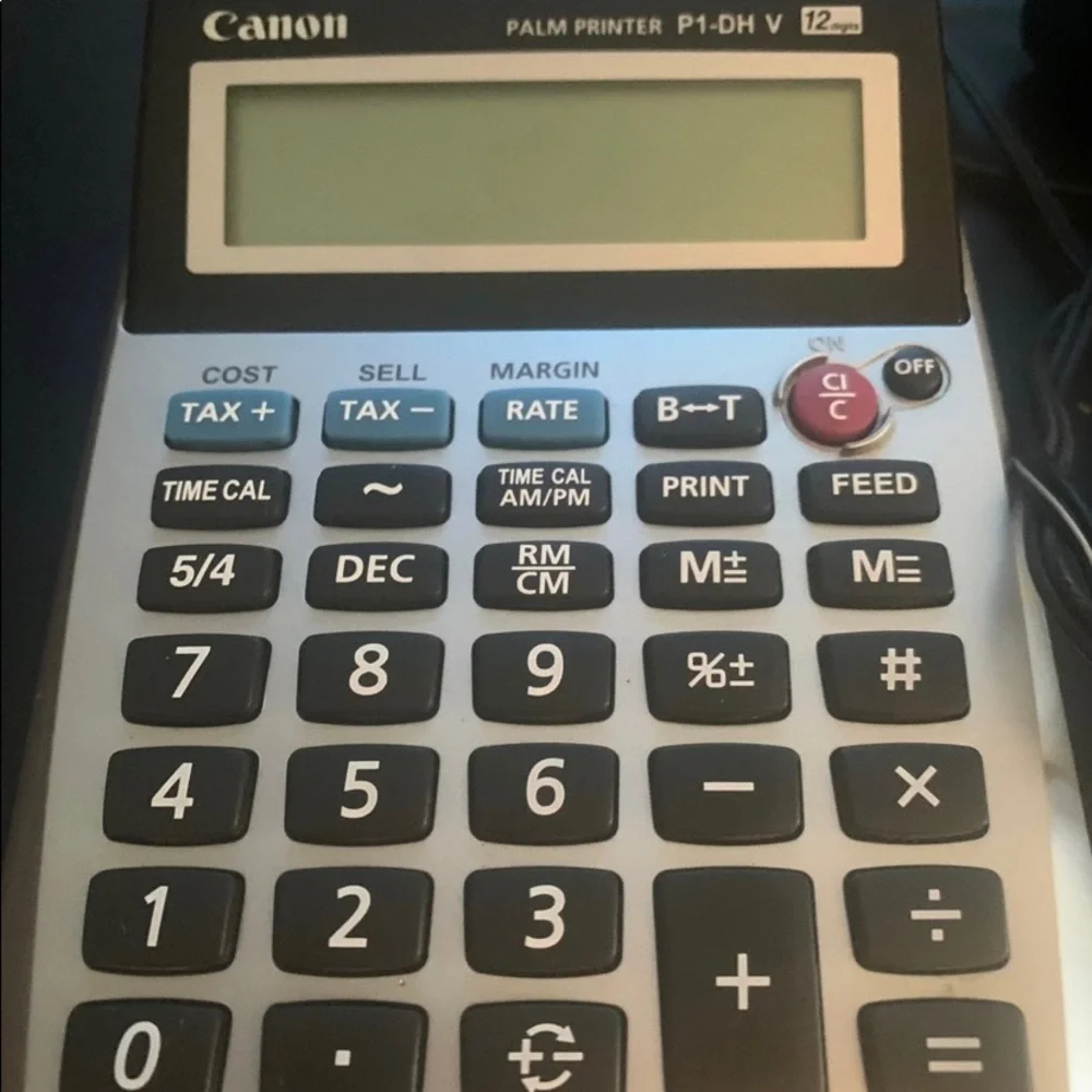 Canon Palm Printer P1-DH V 12 Digit Accounting Calculator With AC Adapter